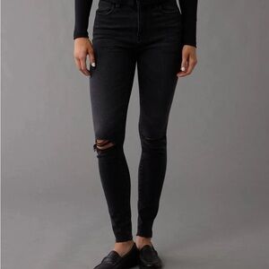 American Eagle Outfitters Black Distressed Skinny Jeans
